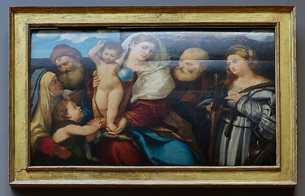 Madonna and Child with Saints, Bonifacio de' Pitati (Bonifacio Veronese) (Italian, Verona 1487–1553 Venice), Oil on wood