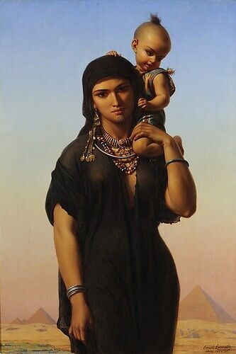 An Egyptian Peasant Woman and Her Child, Léon Bonnat (French, Bayonne 1833–1922 Monchy-Saint-Eloi), Oil on canvas