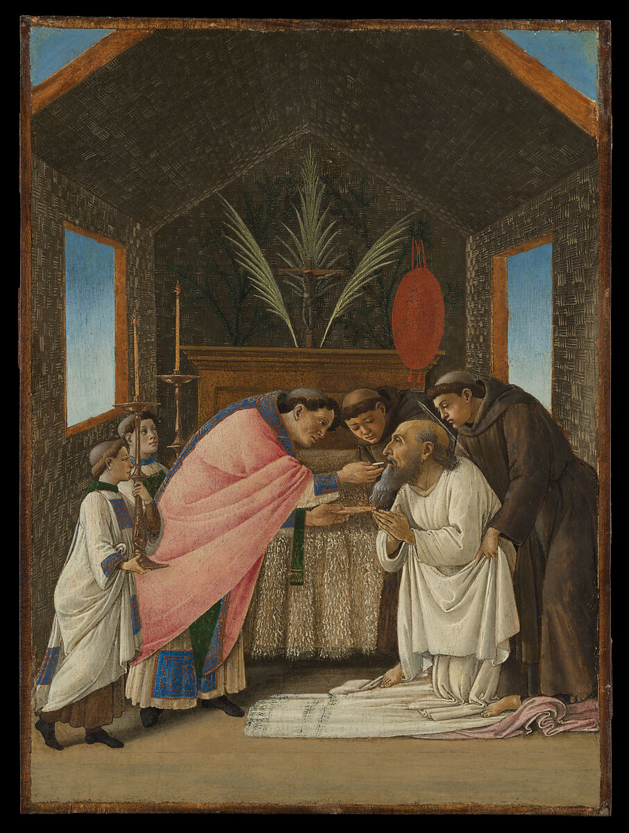 The Last Communion of Saint Jerome, Botticelli (Alessandro di Mariano Filipepi) (Italian, Florence 1444/45–1510 Florence), Tempera and gold on wood 
