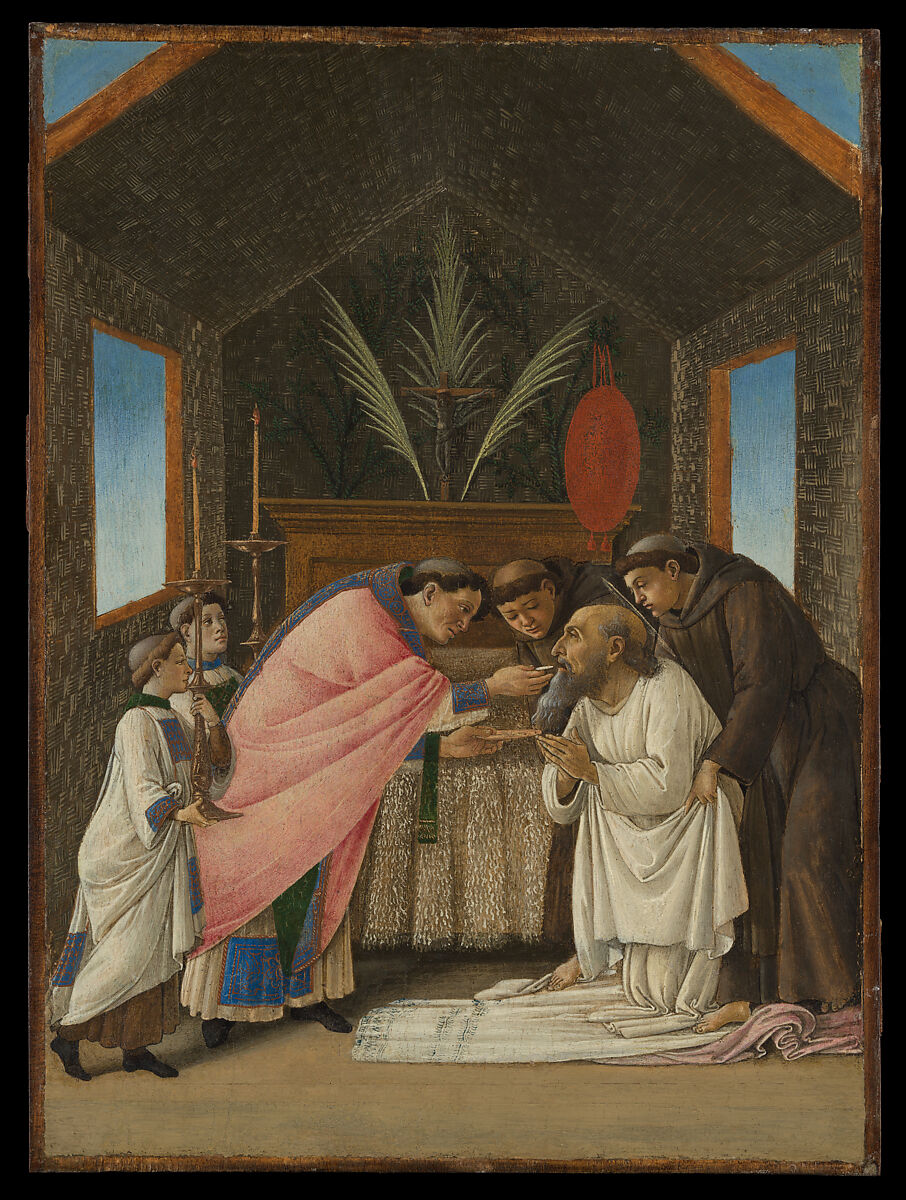 The Last Communion of Saint Jerome, Botticelli (Alessandro di Mariano Filipepi)  Italian, Tempera and gold on wood