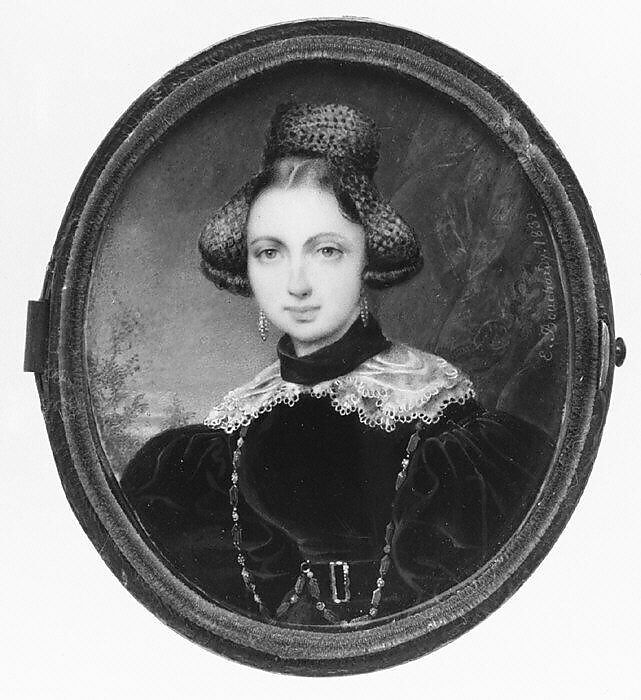 Portrait of a Woman, Etienne Bouchardy (French, Paris 1797–1849 Paris), Ivory laid on card 