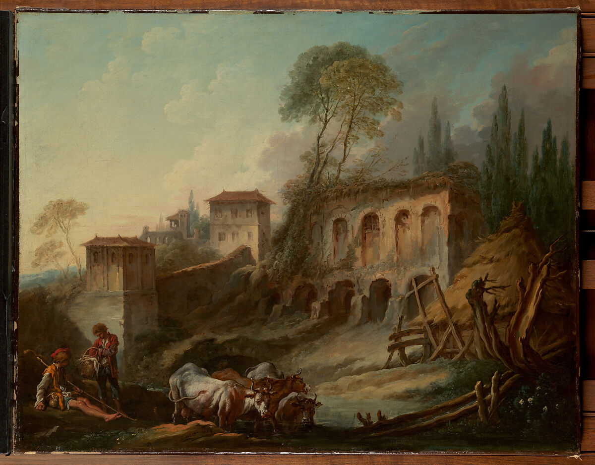 Imaginary Landscape with the Palatine Hill from Campo Vaccino, François Boucher  French, Oil on canvas