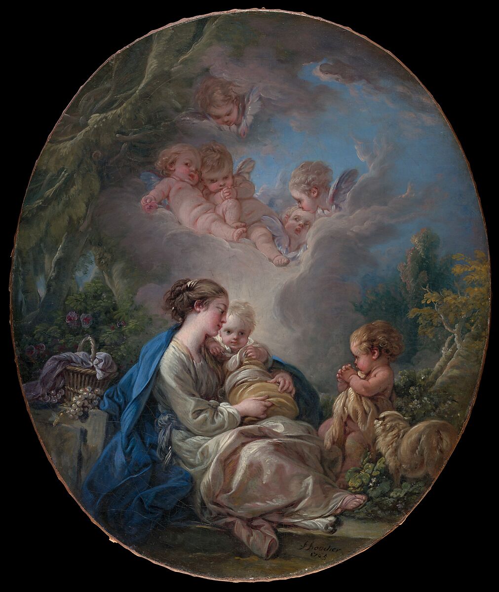 Virgin and Child with the Young Saint John the Baptist and Angels, François Boucher (French, Paris 1703–1770 Paris), Oil on canvas 