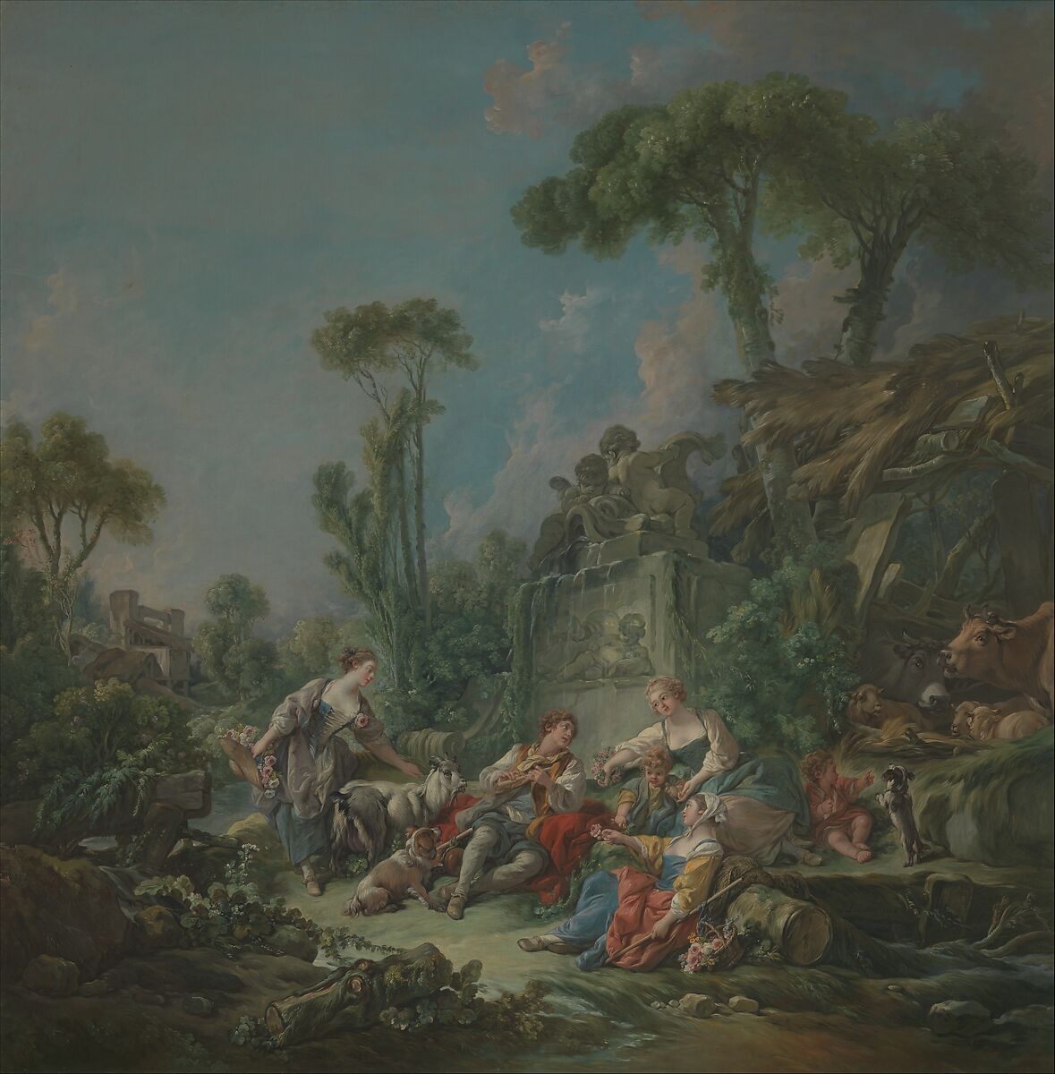 Shepherd's Idyll, François Boucher (French, Paris 1703–1770 Paris), Oil on canvas 