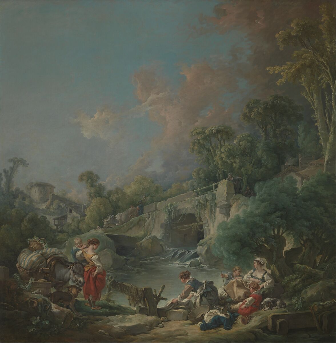 Washerwomen, François Boucher (French, Paris 1703–1770 Paris), Oil on canvas 