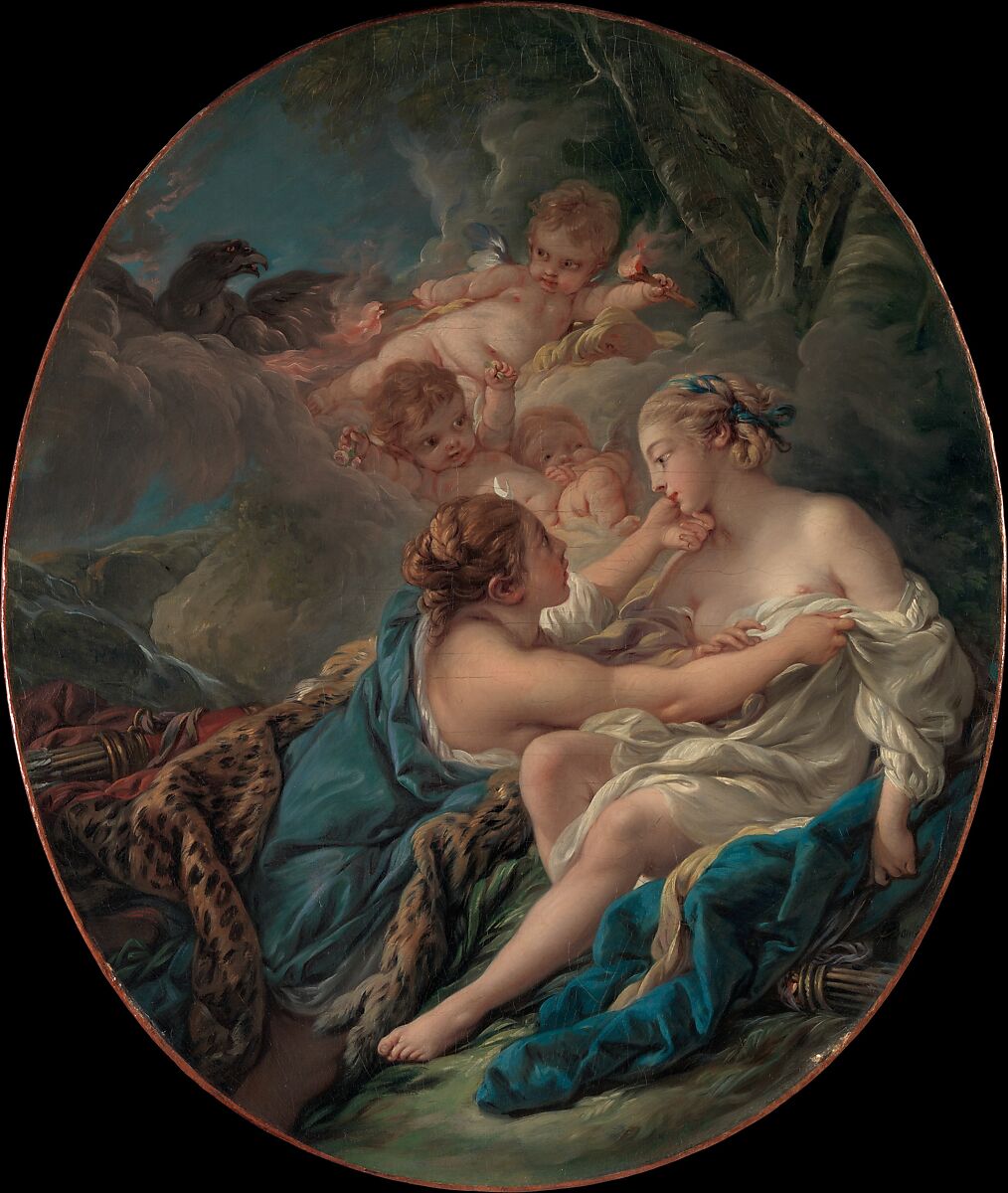 Jupiter, in the Guise of Diana, and Callisto, François Boucher (French, Paris 1703–1770 Paris), Oil on canvas 