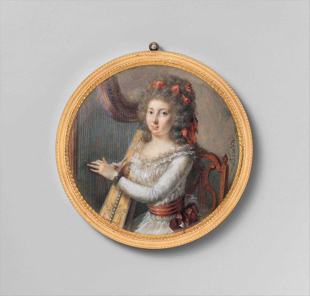 A Woman Playing a Harp, Joseph Marie Bouton (French (?), 1768–1823), Ivory 