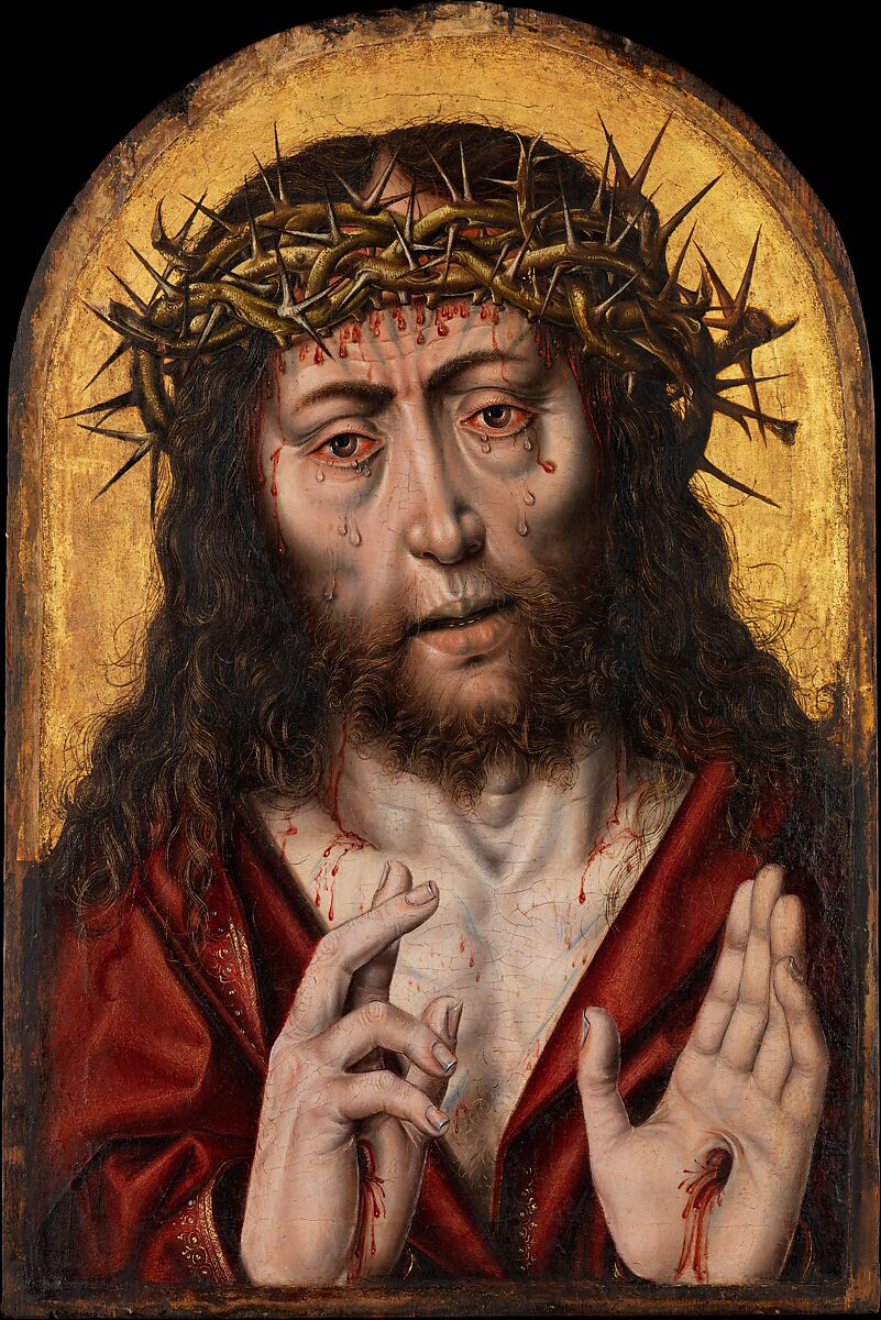 The Man of Sorrows, Workshop of Aelbert Bouts (Netherlandish, Leuven ca. 1451/54–1549), Oil on oak 