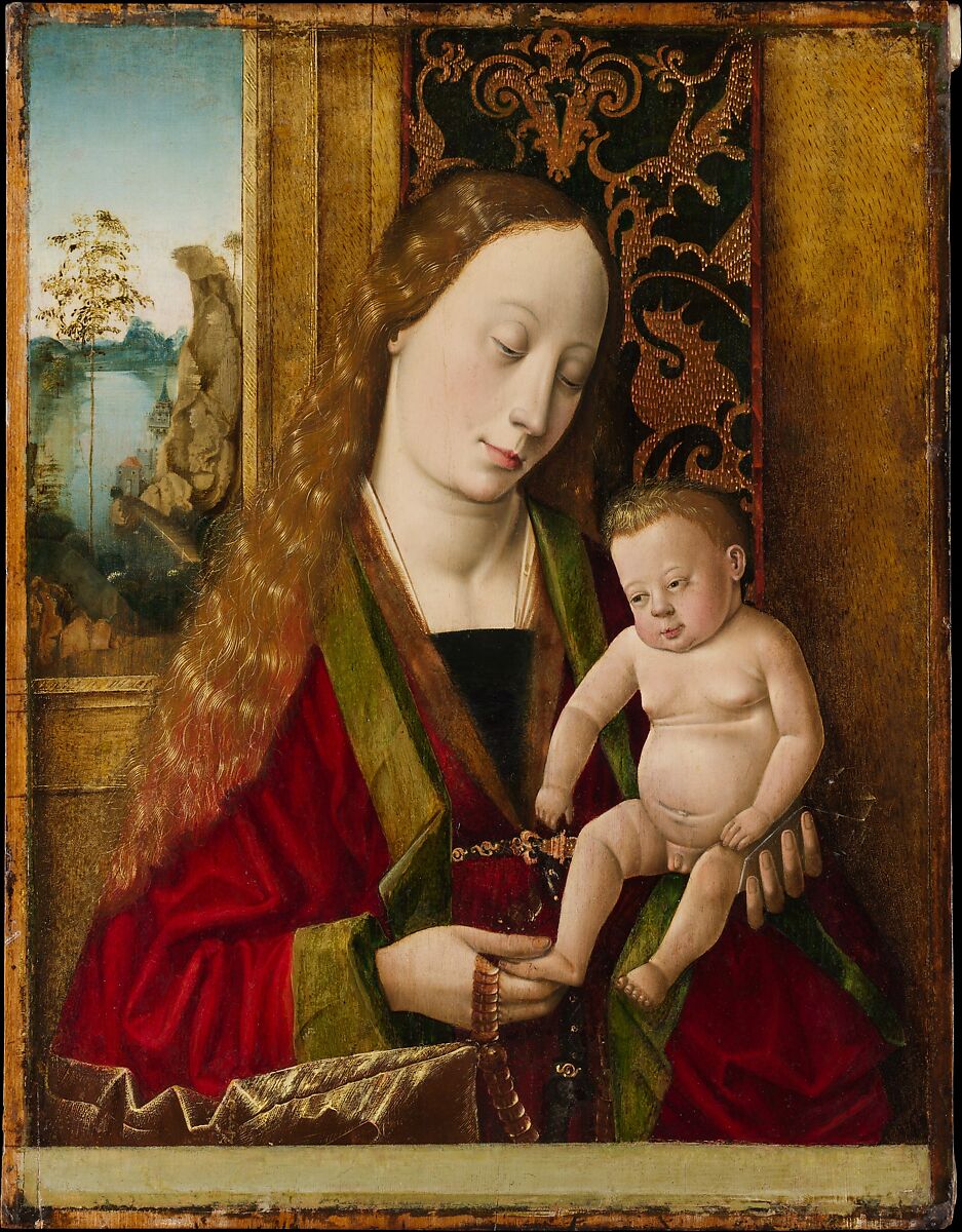 Virgin and Child, Workshop or Circle of Hans Traut (German, ca. 1500), Oil, gold, and silver on linden 