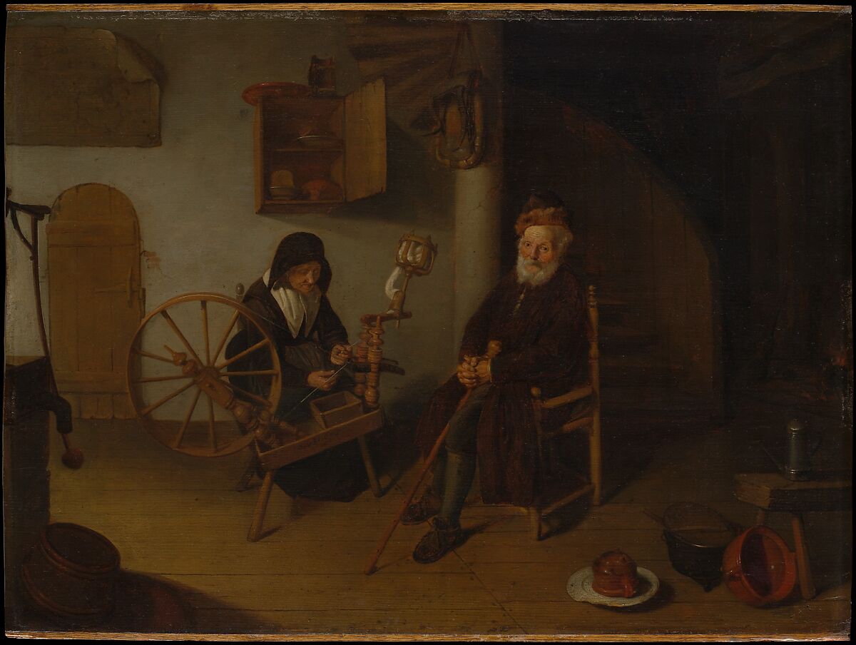 The Spinner, Quirijn van Brekelenkam (Dutch, Zwammerdam (?), after 1622–ca. 1669 Leiden), Oil on wood 