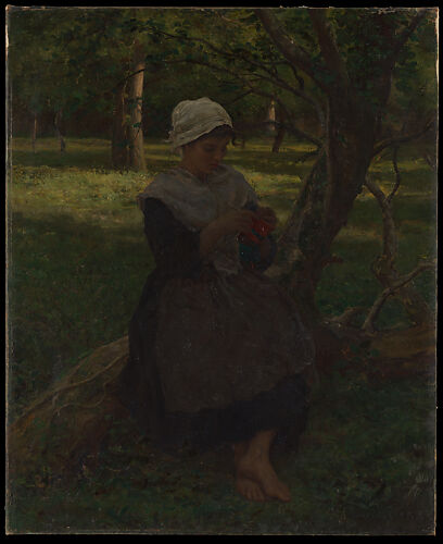 A Peasant Girl Knitting