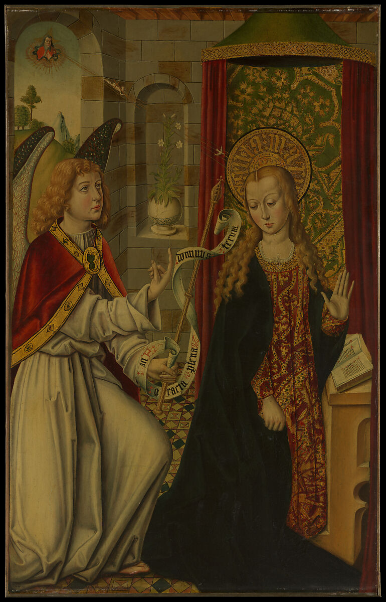 The Annunciation, Budapest Master (Spanish, Castilian, ca. 1500), Oil and gold on canvas, transferred from wood 
