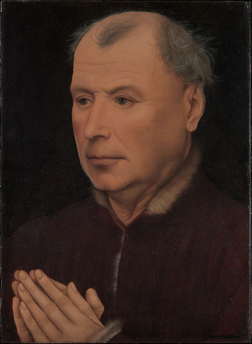 Man in Prayer, ?Workshop of Rogier van der Weyden (Netherlandish, Tournai ca. 1399–1464 Brussels), Oil on wood 