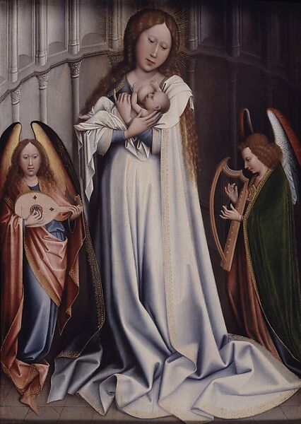 Virgin and Child in an Apse, Copy after Robert Campin (Netherlandish, ca. 1480), Oil on canvas, transferred from wood