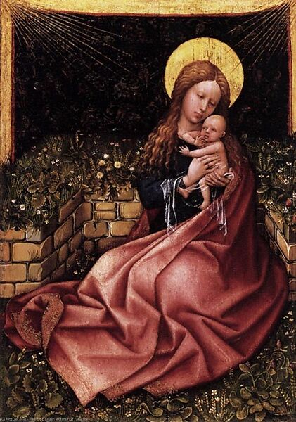 Virgin and Child in an Apse, Copy after Robert Campin (Netherlandish, ca. 1480), Oil on canvas, transferred from wood