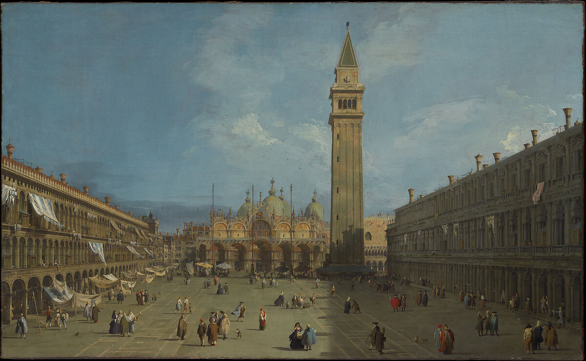 Piazza San Marco, Canaletto (Giovanni Antonio Canal) (Italian, Venice 1697–1768 Venice), Oil on canvas 