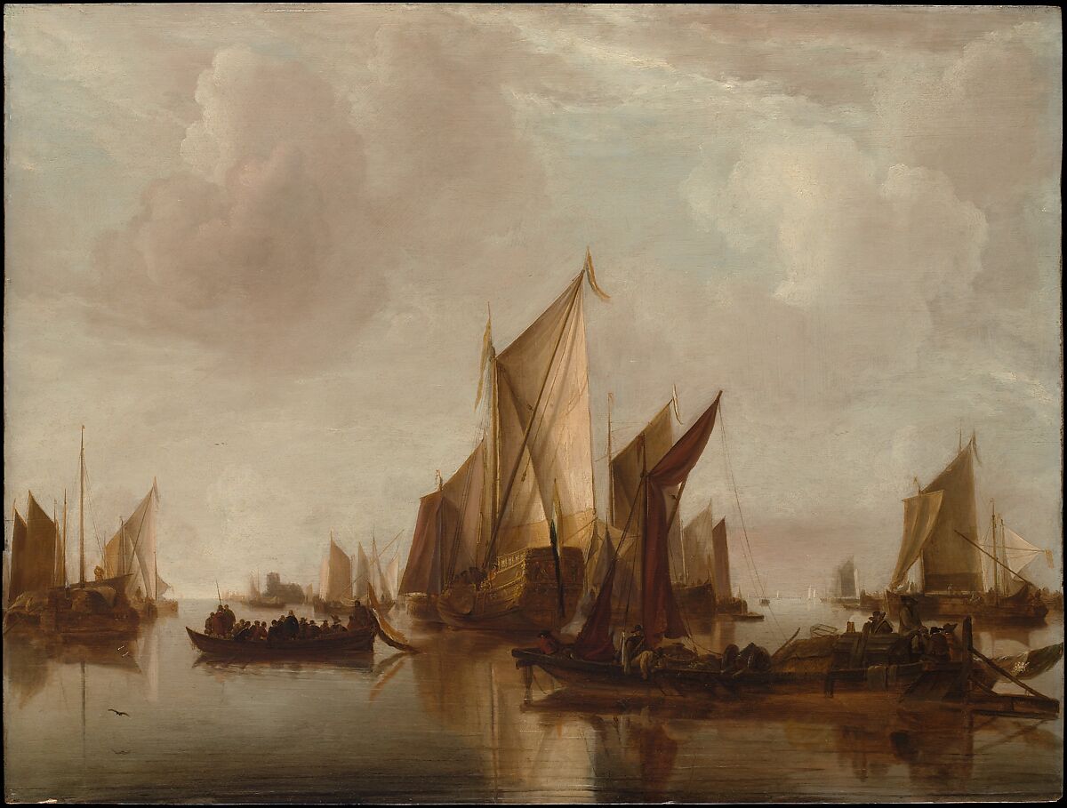 A State Yacht and Other Craft in Calm Water, Jan van de Cappelle (Dutch, Amsterdam 1626–1679 Amsterdam), Oil on wood 
