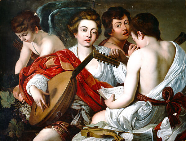The Musicians, Caravaggio (Michelangelo Merisi) (Italian, Milan or Caravaggio 1571–1610 Porto Ercole), Oil on canvas