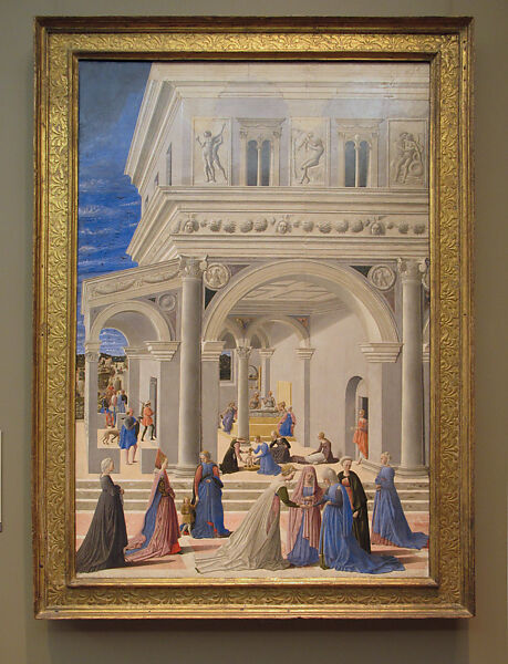 The Birth of the Virgin, Fra Carnevale (Bartolomeo di Giovanni Corradini) (Italian, born by 1416–died 1484 Urbino), Tempera and oil on wood