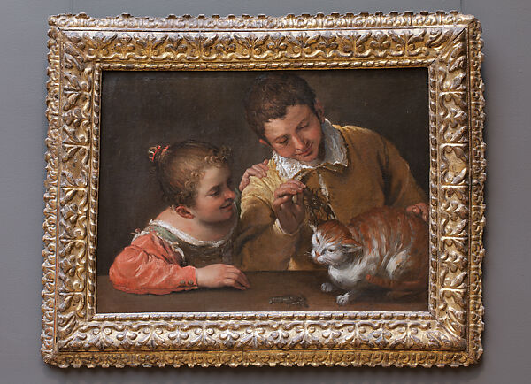 Two Children Teasing a Cat, Annibale Carracci (Italian, Bologna 1560–1609 Rome), Oil on canvas