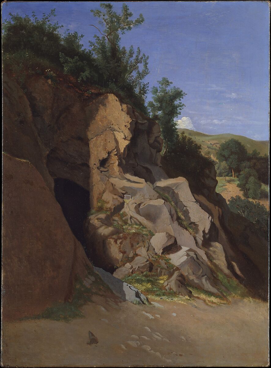 Landscape with a Cave, Théodore Caruelle d&#39;Aligny (French, Chaumes, Nièvre 1798–1871 Lyon), Oil on canvas 