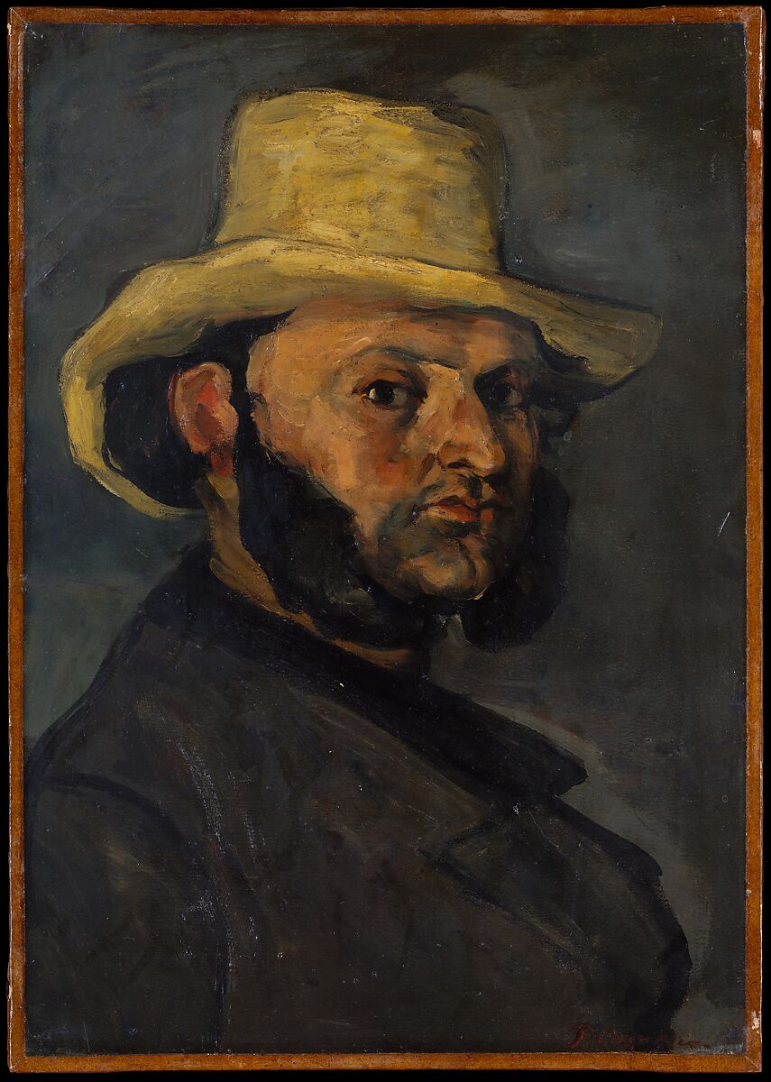 Gustave Boyer (b. 1840) in a Straw Hat, Paul Cézanne (French, Aix-en-Provence 1839–1906 Aix-en-Provence), Oil on paper, laid down on canvas 