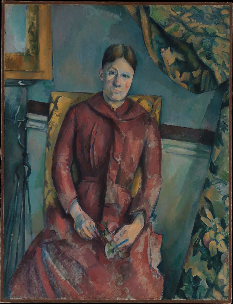 Madame Cézanne (Hortense Fiquet, 1850–1922) in a Red Dress, Paul Cézanne  French, Oil on canvas