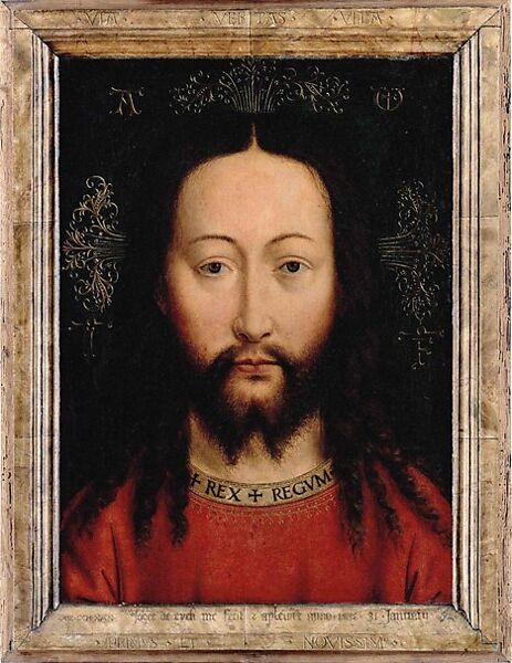 Head of Christ (Ecce Homo), Petrus Christus (Netherlandish, Baarle-Hertog (Baerle-Duc), active by 1444–died 1475/76 Bruges), Oil on parchment, laid down on wood