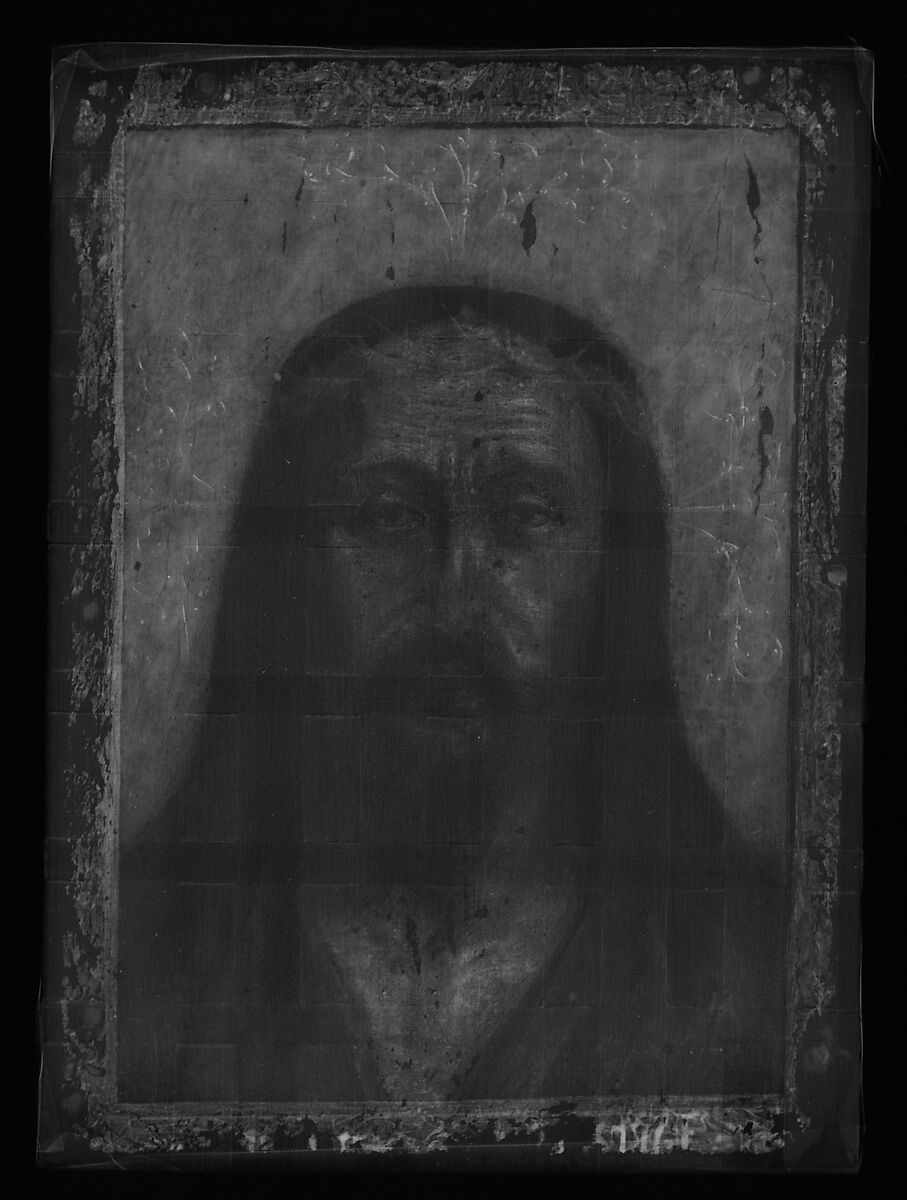 Head of Christ (Ecce Homo), Petrus Christus (Netherlandish, Baarle-Hertog (Baerle-Duc), active by 1444–died 1475/76 Bruges), Oil on parchment, laid down on wood