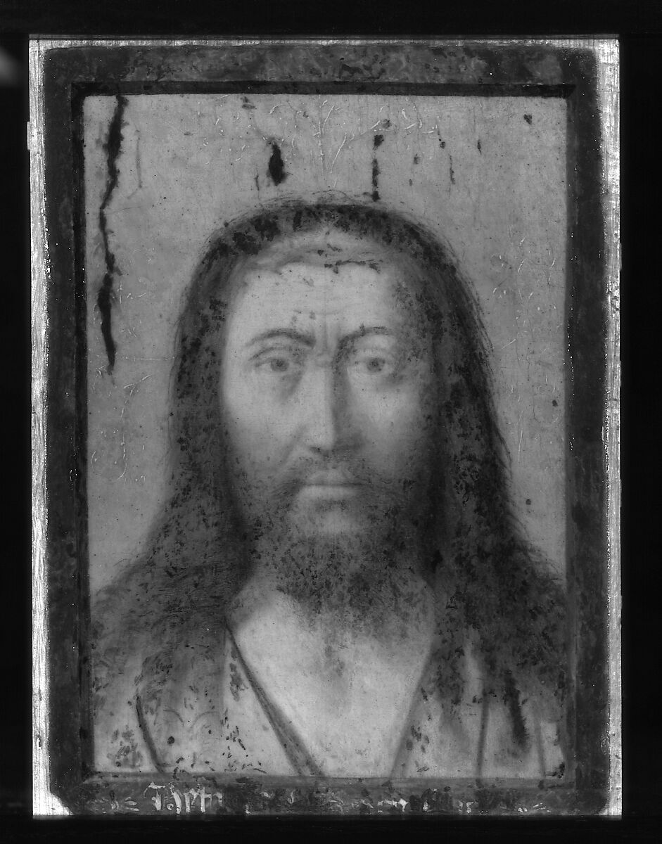 Head of Christ (Ecce Homo), Petrus Christus (Netherlandish, Baarle-Hertog (Baerle-Duc), active by 1444–died 1475/76 Bruges), Oil on parchment, laid down on wood
