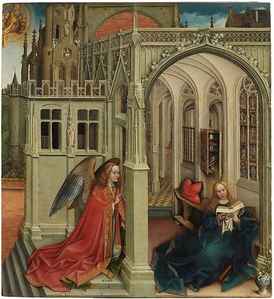 The Annunciation, Petrus Christus (Netherlandish, Baarle-Hertog (Baerle-Duc), active by 1444–died 1475/76 Bruges), Oil on wood