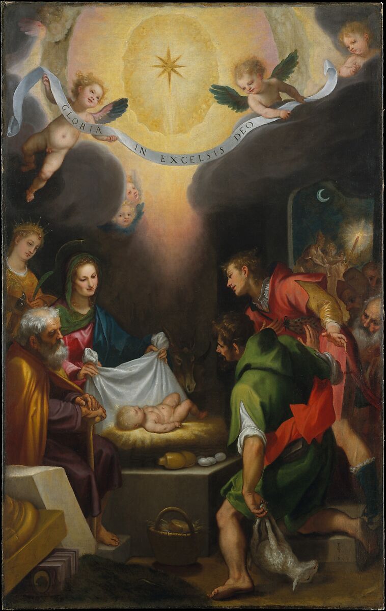 The Adoration of the Shepherds with Saint Catherine of Alexandria, Cigoli (Ludovico Cardi) (Italian, Castello di Cigoli 1559–1613 Rome), Oil on canvas 