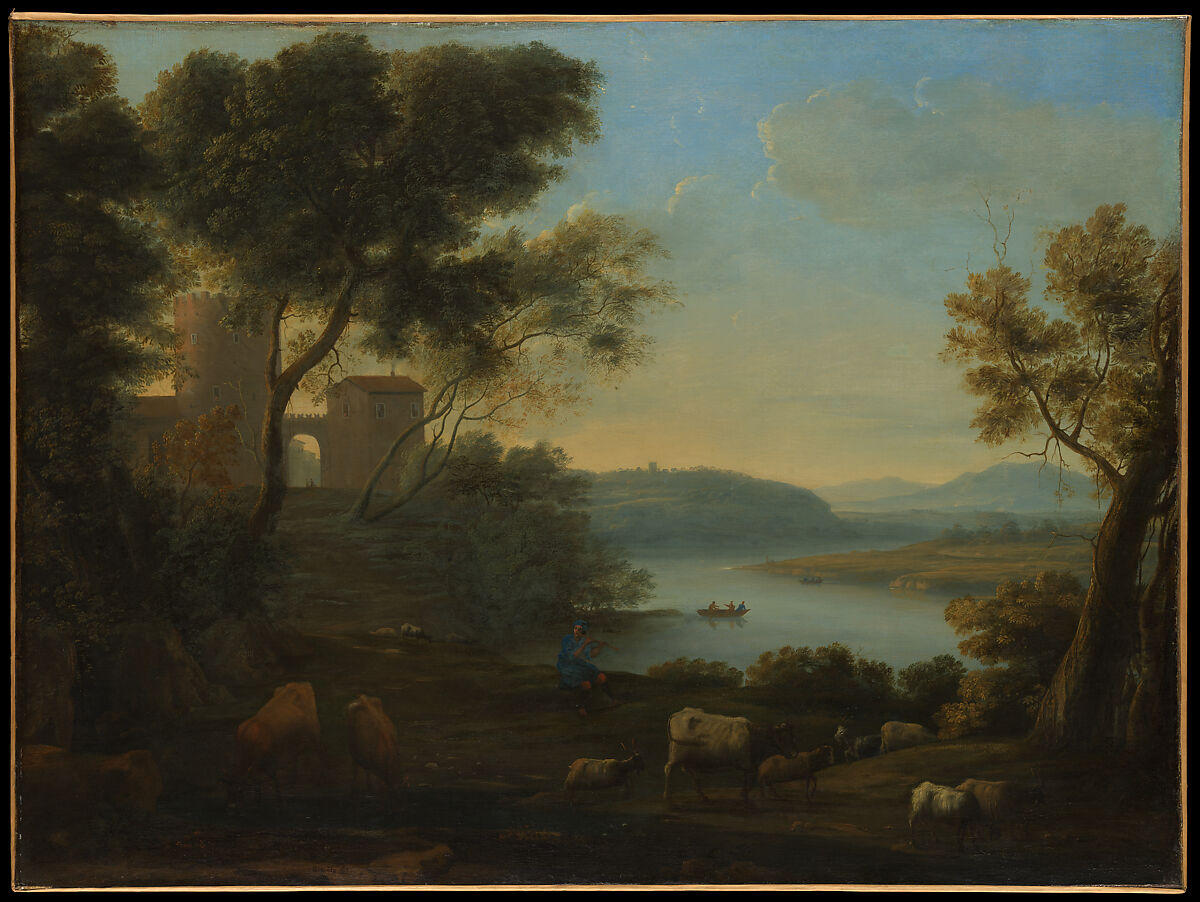 Landscape with Classical Figures on and beside a Lake Painting