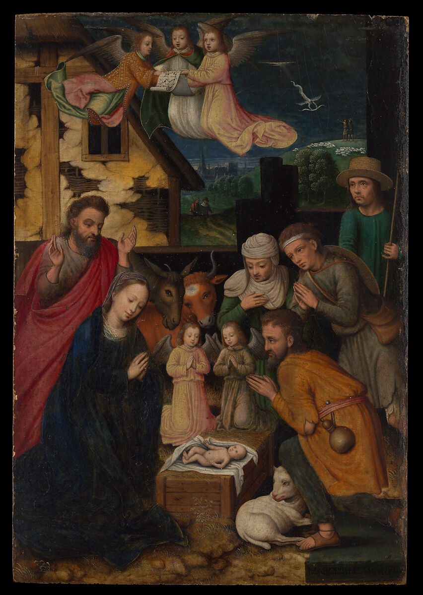 The Adoration of the Shepherds, Marcellus Coffermans (Netherlandish, active 1549–70), Oil on wood 