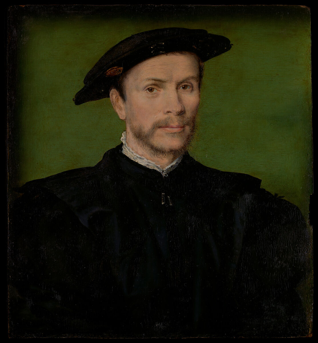 Portrait of a Bearded Man in Black, Attributed to Corneille de Lyon (Netherlandish, The Hague, active by 1533–died 1575 Lyons), Oil on wood 