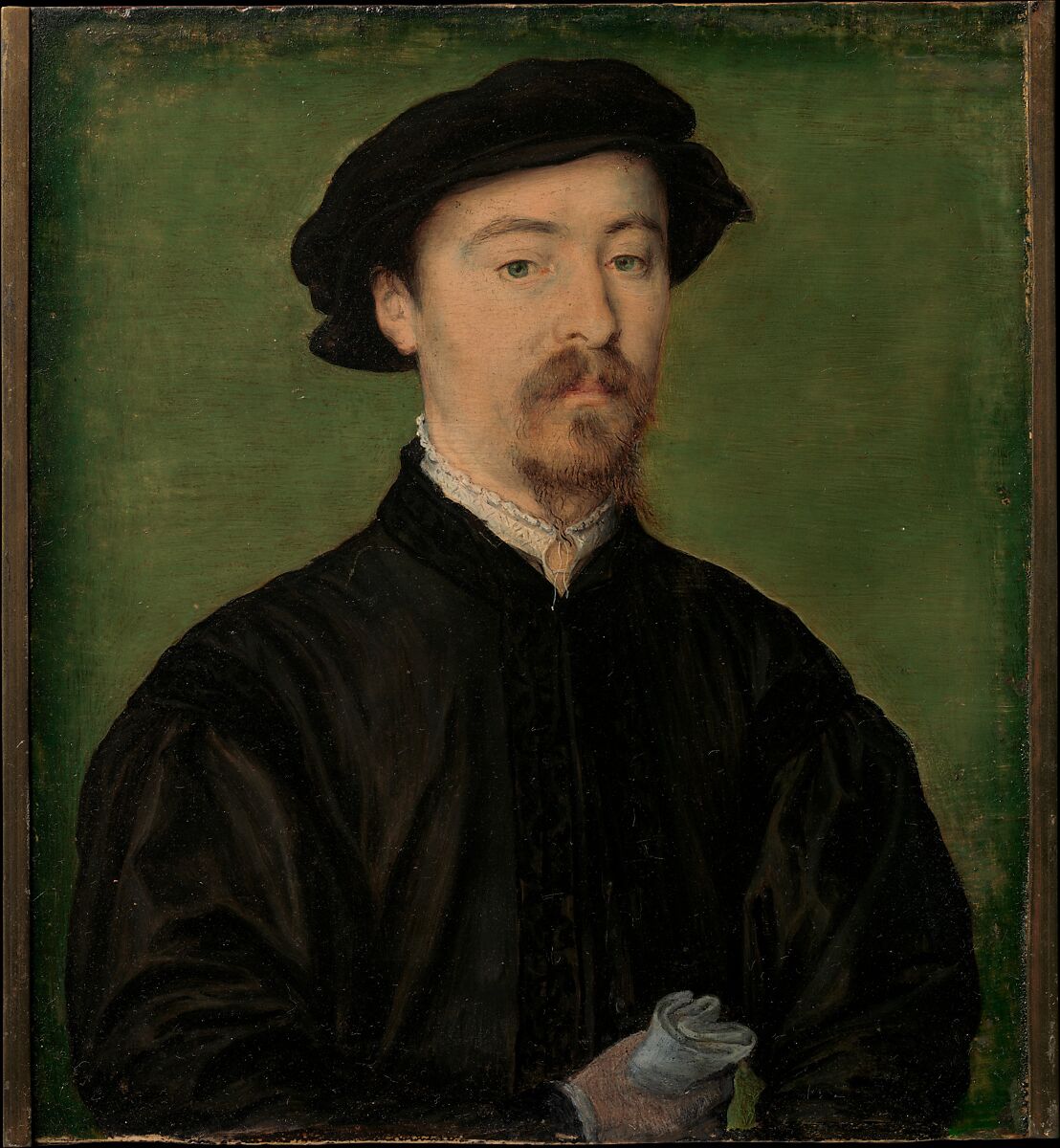 Portrait of a Man with Gloves, Attributed to Corneille de Lyon (Netherlandish, The Hague, active by 1533–died 1575 Lyons), Oil on wood 