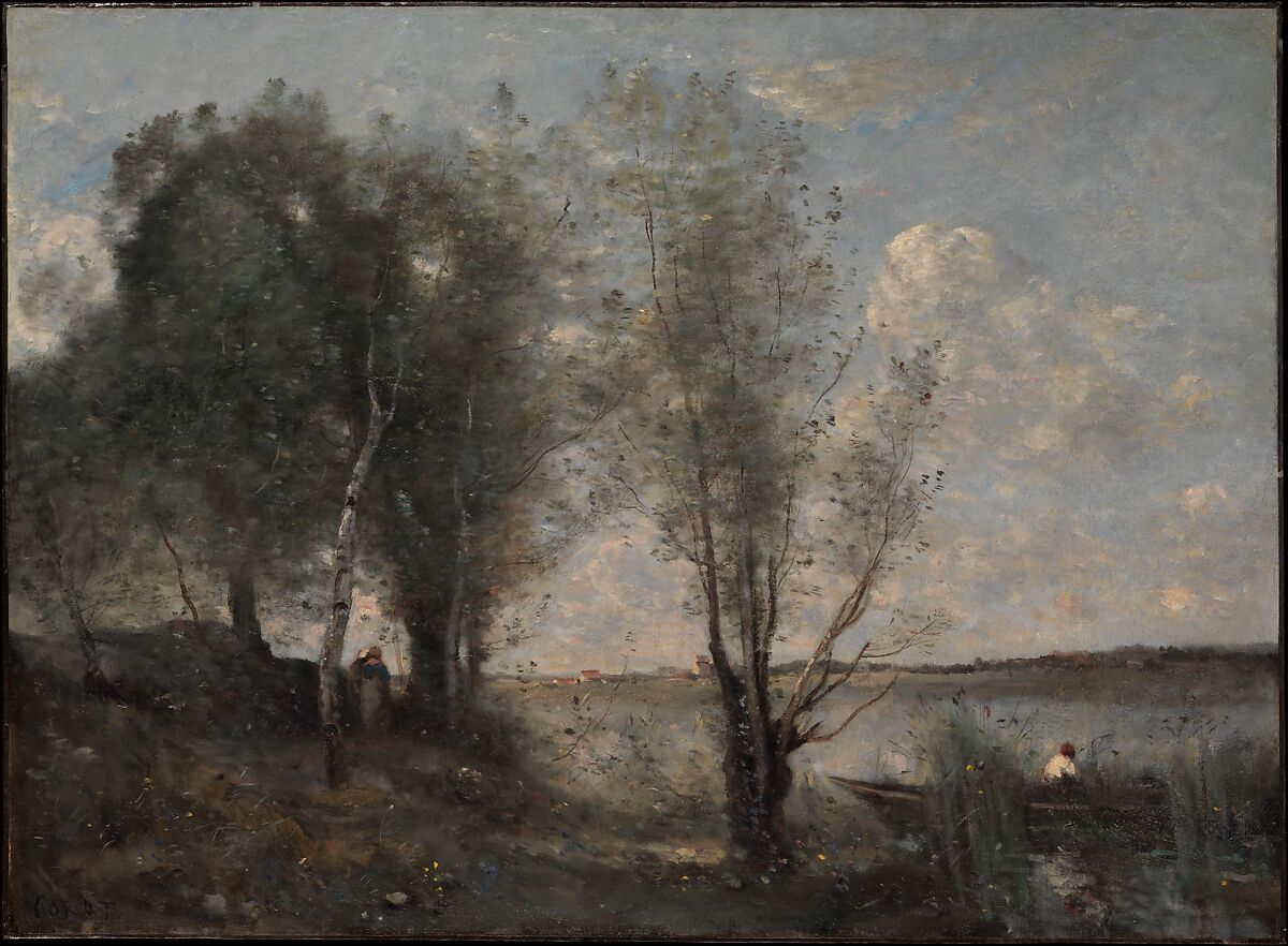 Boatman among the Reeds, Camille Corot  French, Oil on canvas