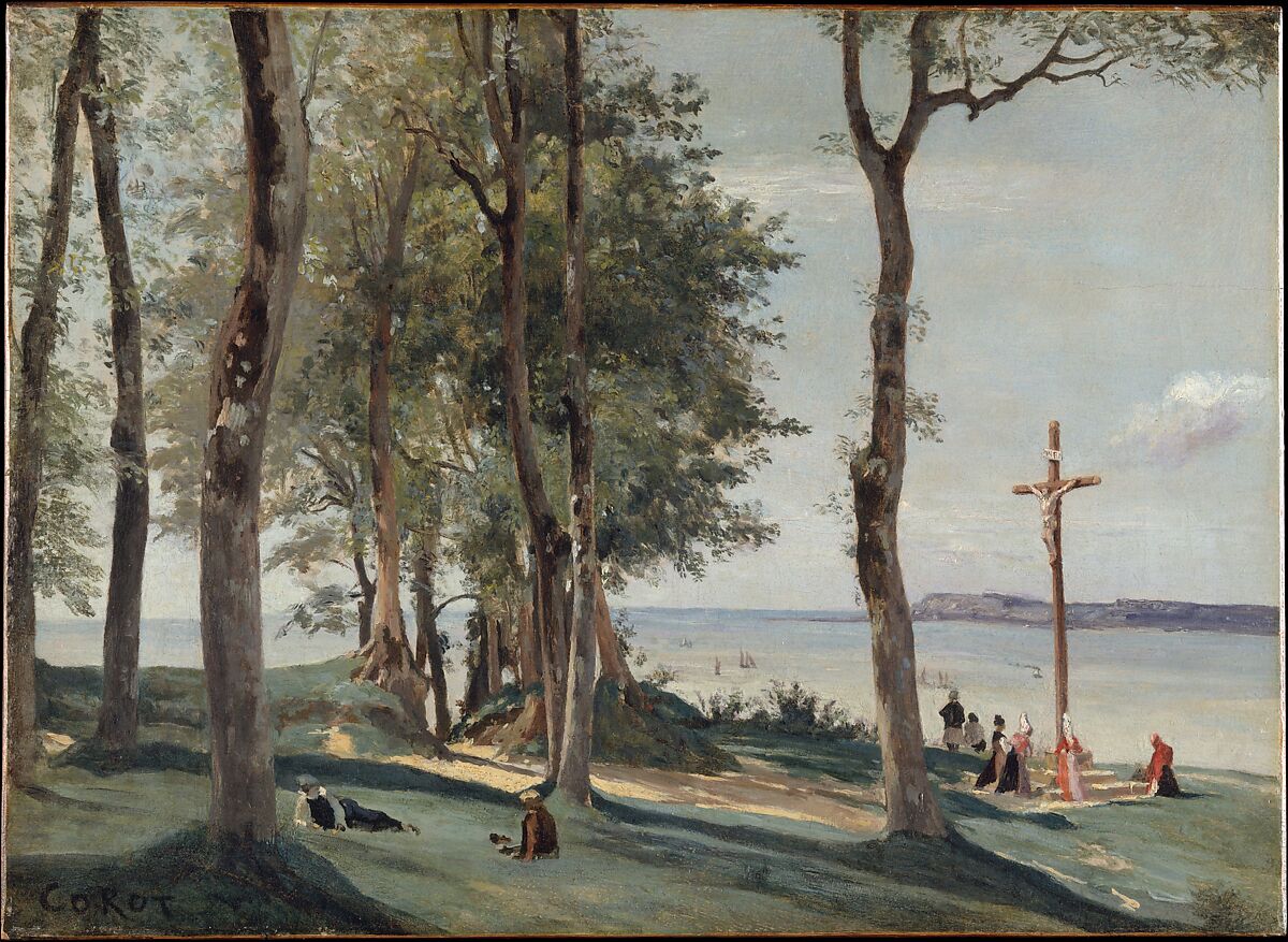 Honfleur: Calvary, Camille Corot (French, Paris 1796–1875 Paris), Oil on wood 
