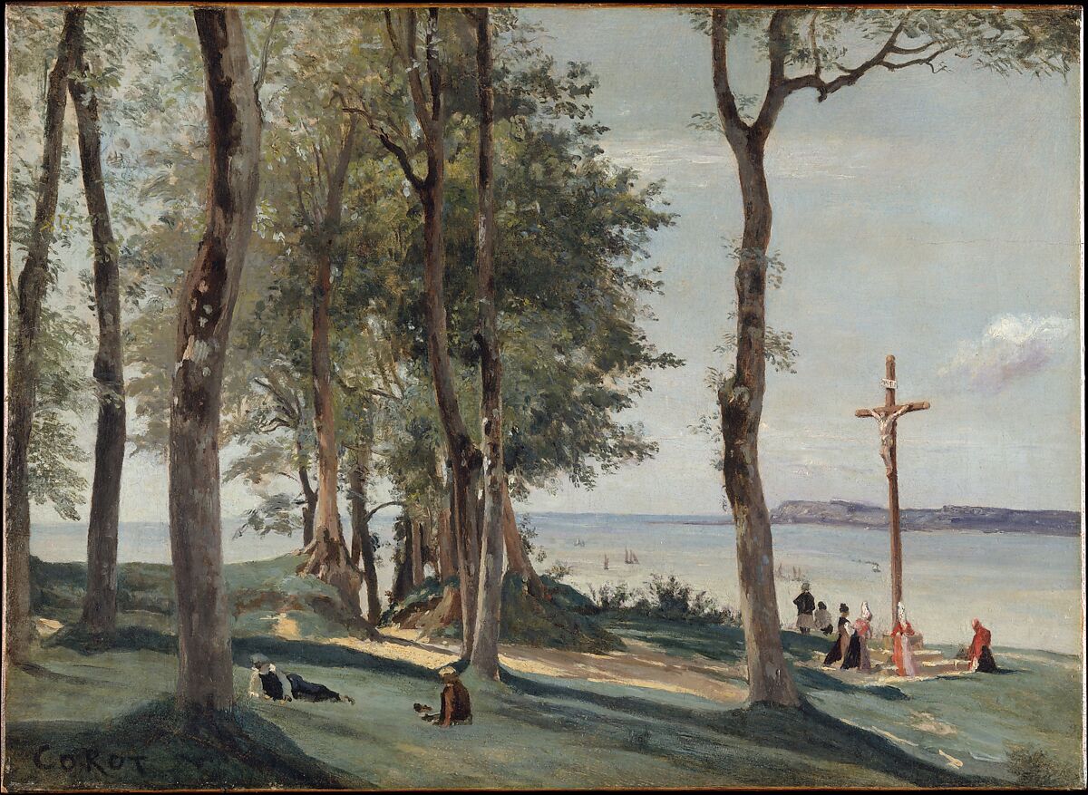 Honfleur: Calvary, Camille Corot  French, Oil on wood