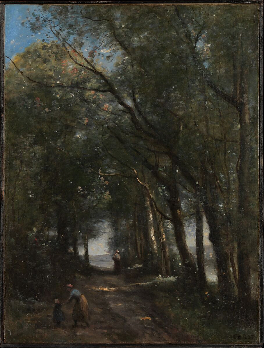 A Lane through the Trees, Camille Corot  French, Oil on canvas