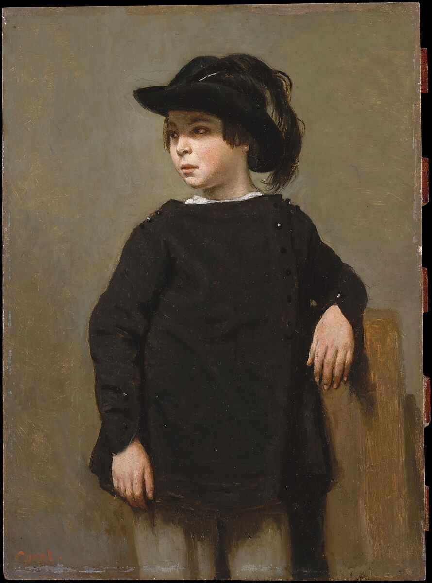 Portrait of a Child, Camille Corot  French, Oil on wood