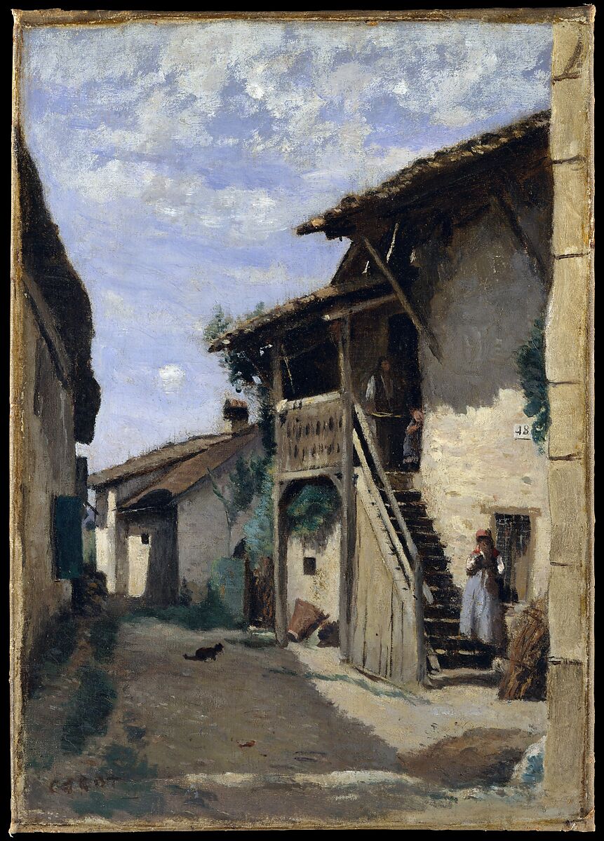 A Village Street: Dardagny, Camille Corot (French, Paris 1796–1875 Paris), Oil on canvas 