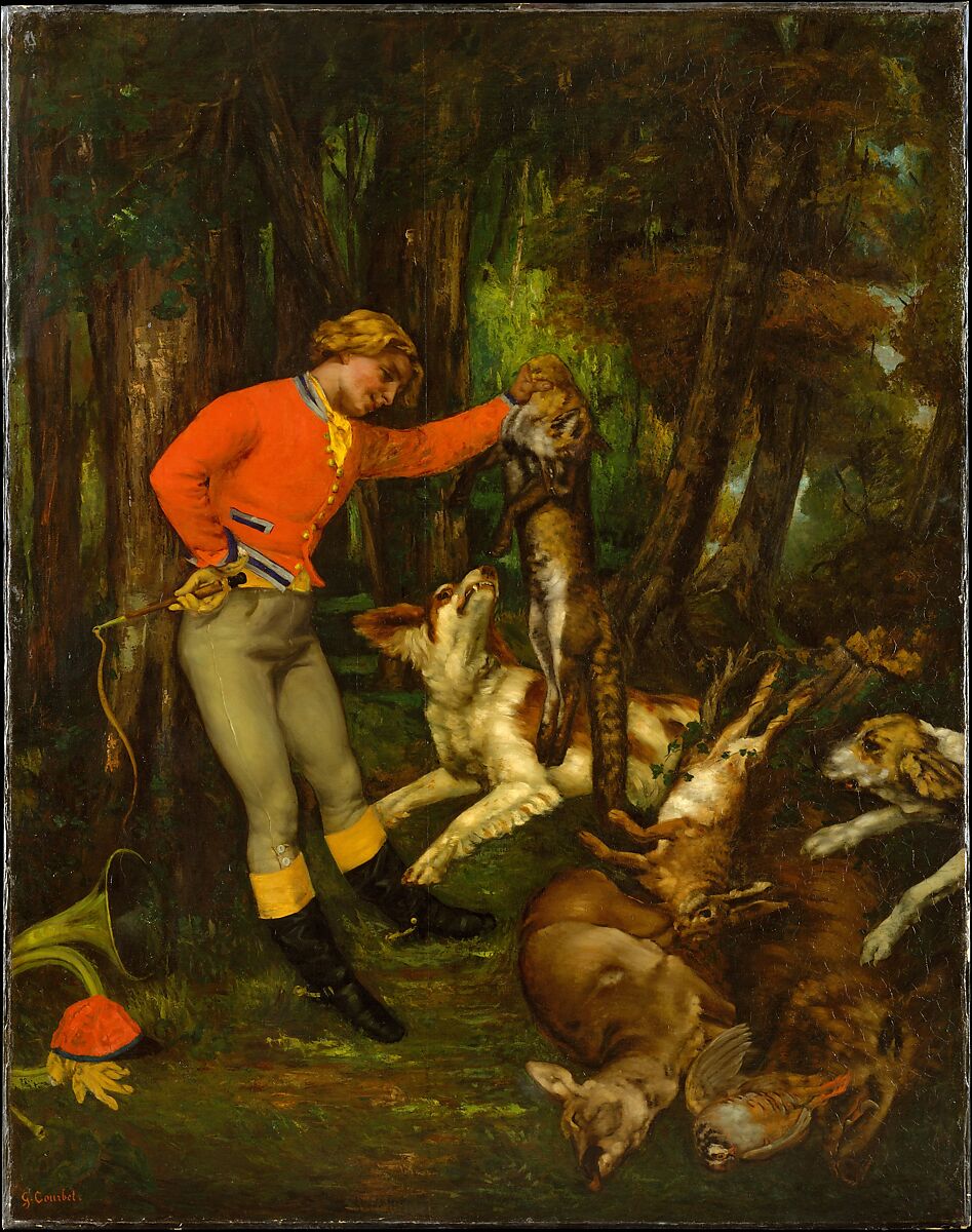 After the Hunt, Gustave Courbet (French, Ornans 1819–1877 La Tour-de-Peilz), Oil on canvas 