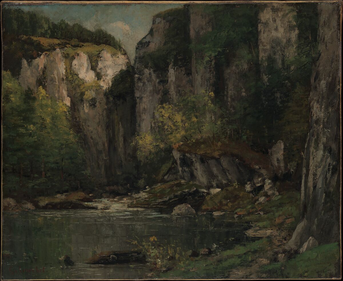 River and Rocks, Gustave Courbet (French, Ornans 1819–1877 La Tour-de-Peilz), Oil on canvas 