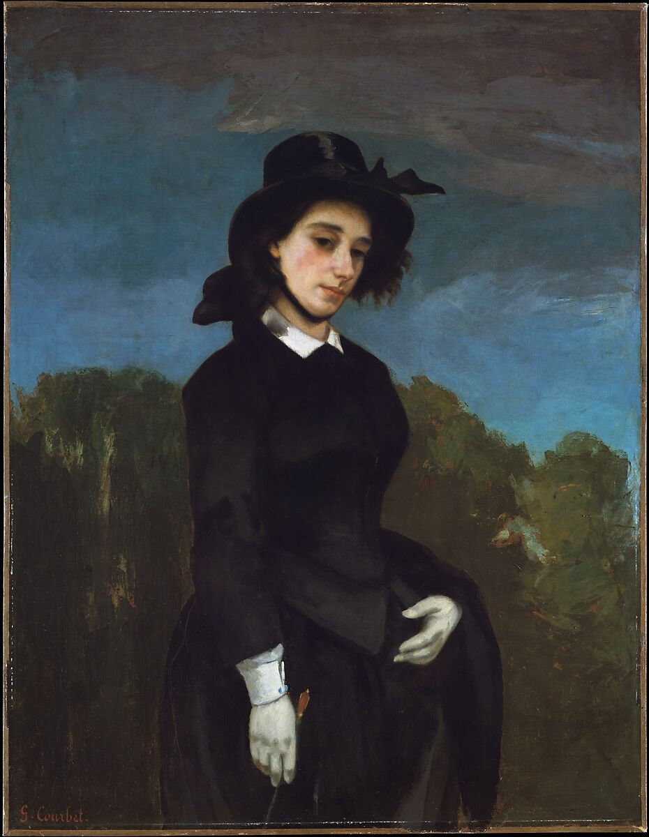 Woman in a Riding Habit (L'Amazone), Gustave Courbet (French, Ornans 1819–1877 La Tour-de-Peilz), Oil on canvas 