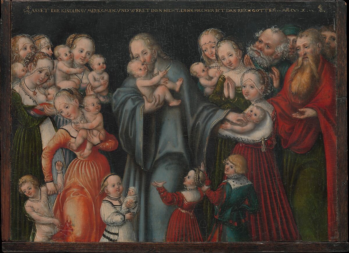 Christ Blessing the Children, Lucas Cranach the Younger and Workshop (German, Wittenberg 1515–1586 Wittenberg), Oil on beech 