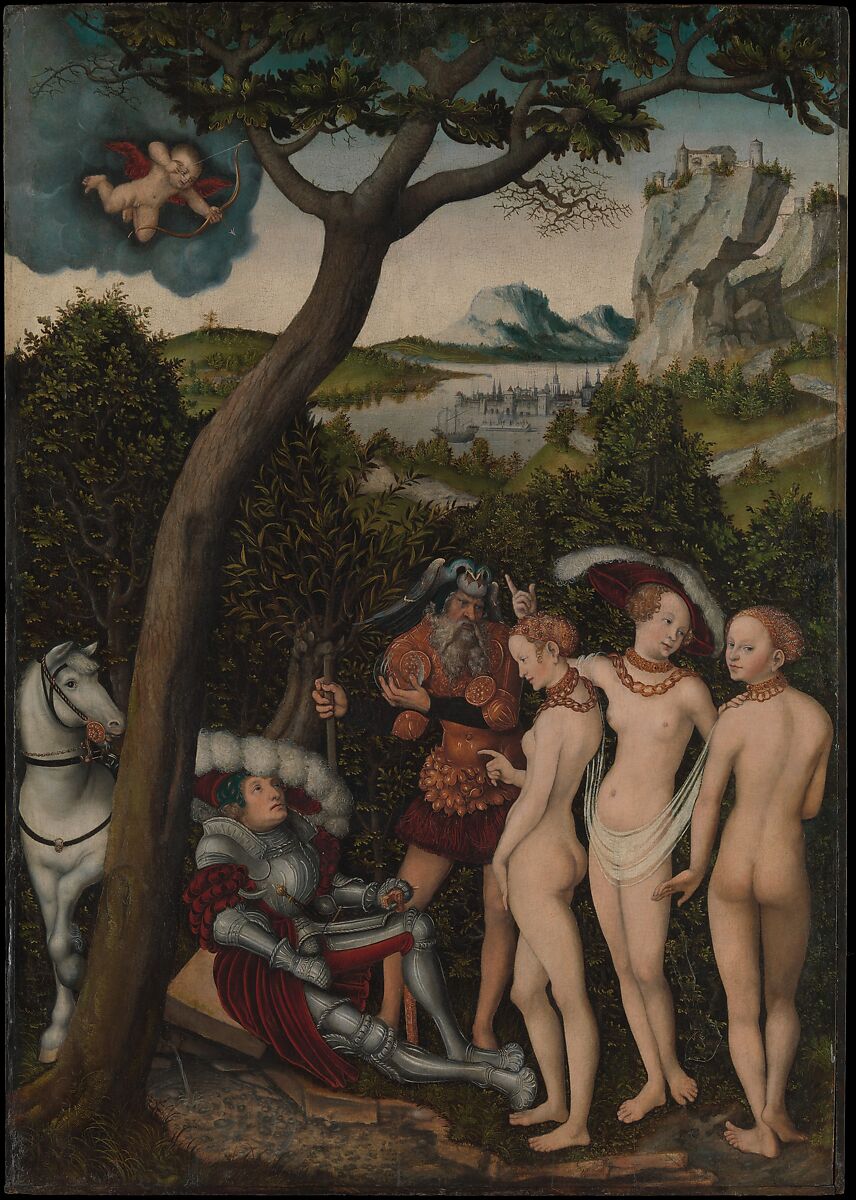 The Judgment of Paris, Lucas Cranach the Elder (German, Kronach 1472–1553 Weimar), Oil on beech 