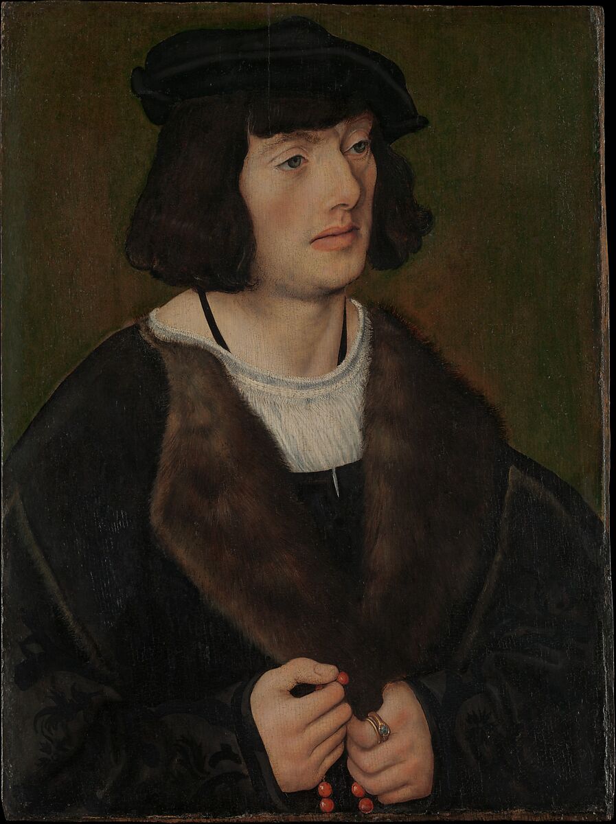 Portrait of a Man with a Rosary, Lucas Cranach the Elder (German, Kronach 1472–1553 Weimar), Oil on oak 