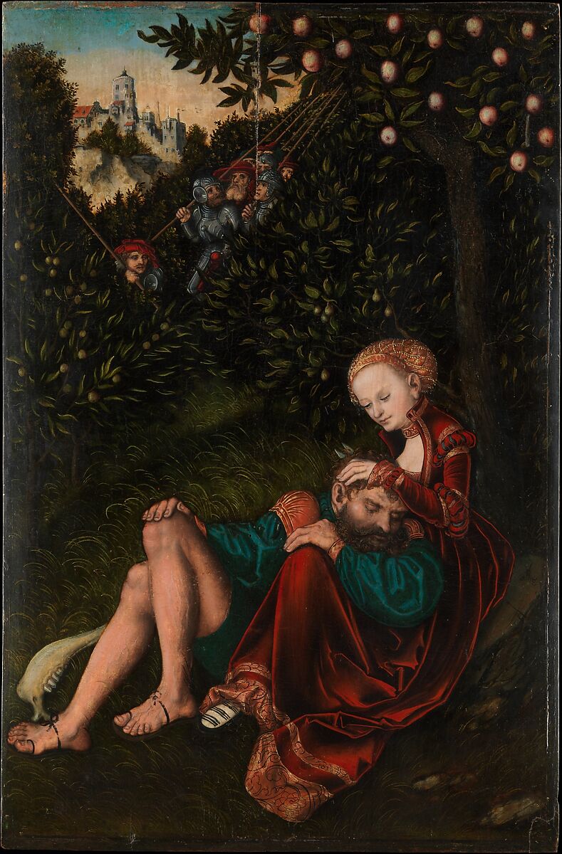Samson and Delilah, Lucas Cranach the Elder (German, Kronach 1472–1553 Weimar), Oil on beech 