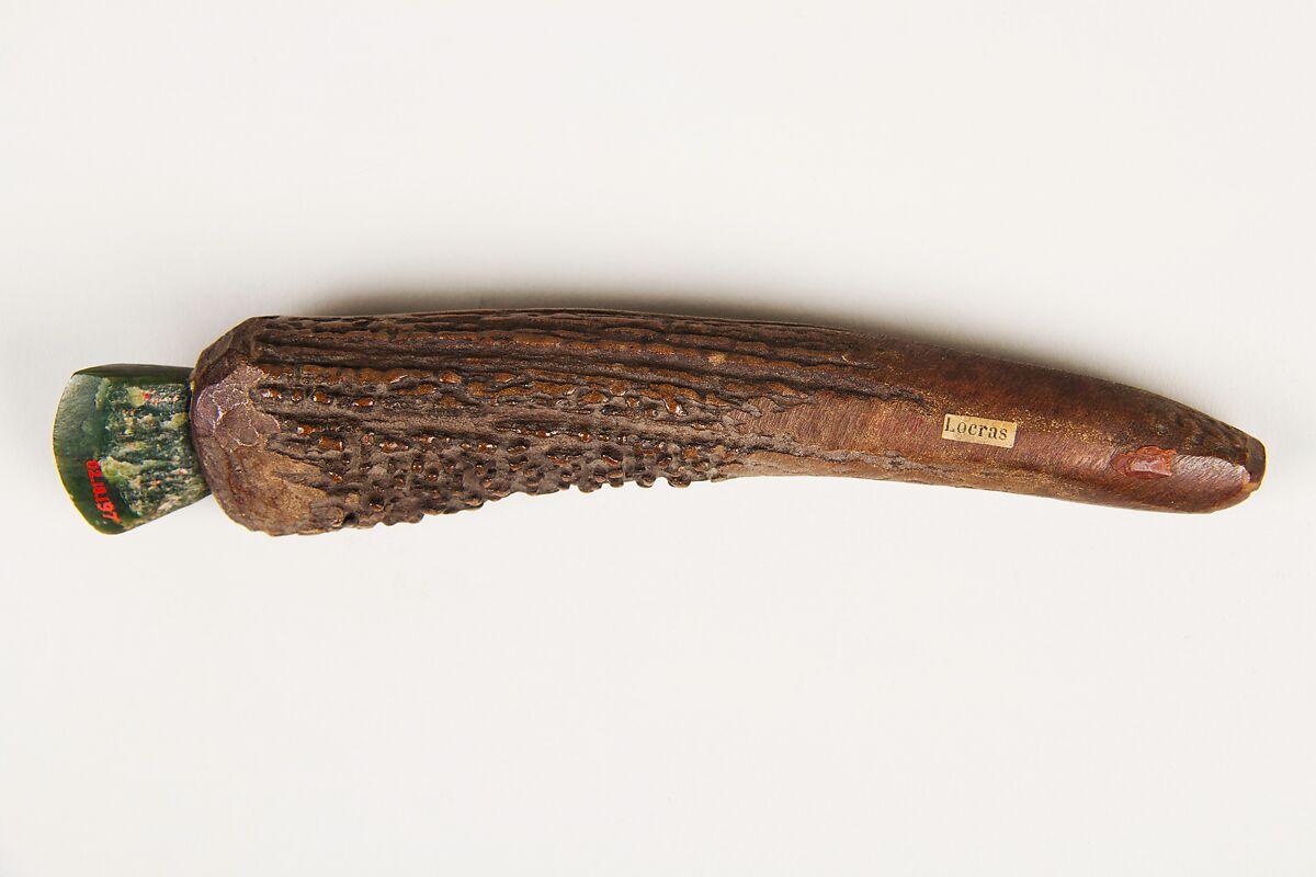 Knife, Nephrite, deerhorn handle, Switzerland